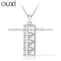 Rhodium plated long sweater chain with CZ 10878-1